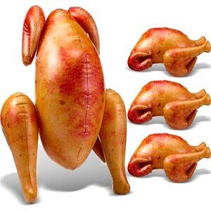 4 Pcs Thanksgiving Inflatable Turkey 18 Inch Fake Rotisserie Chicken Original